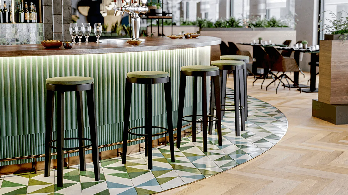Bar stool Beno in a reference hospitality setting