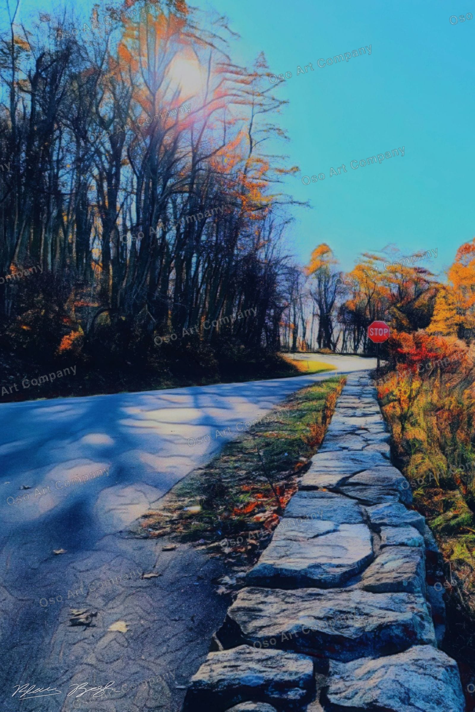 Fall Mountain Road Illustration