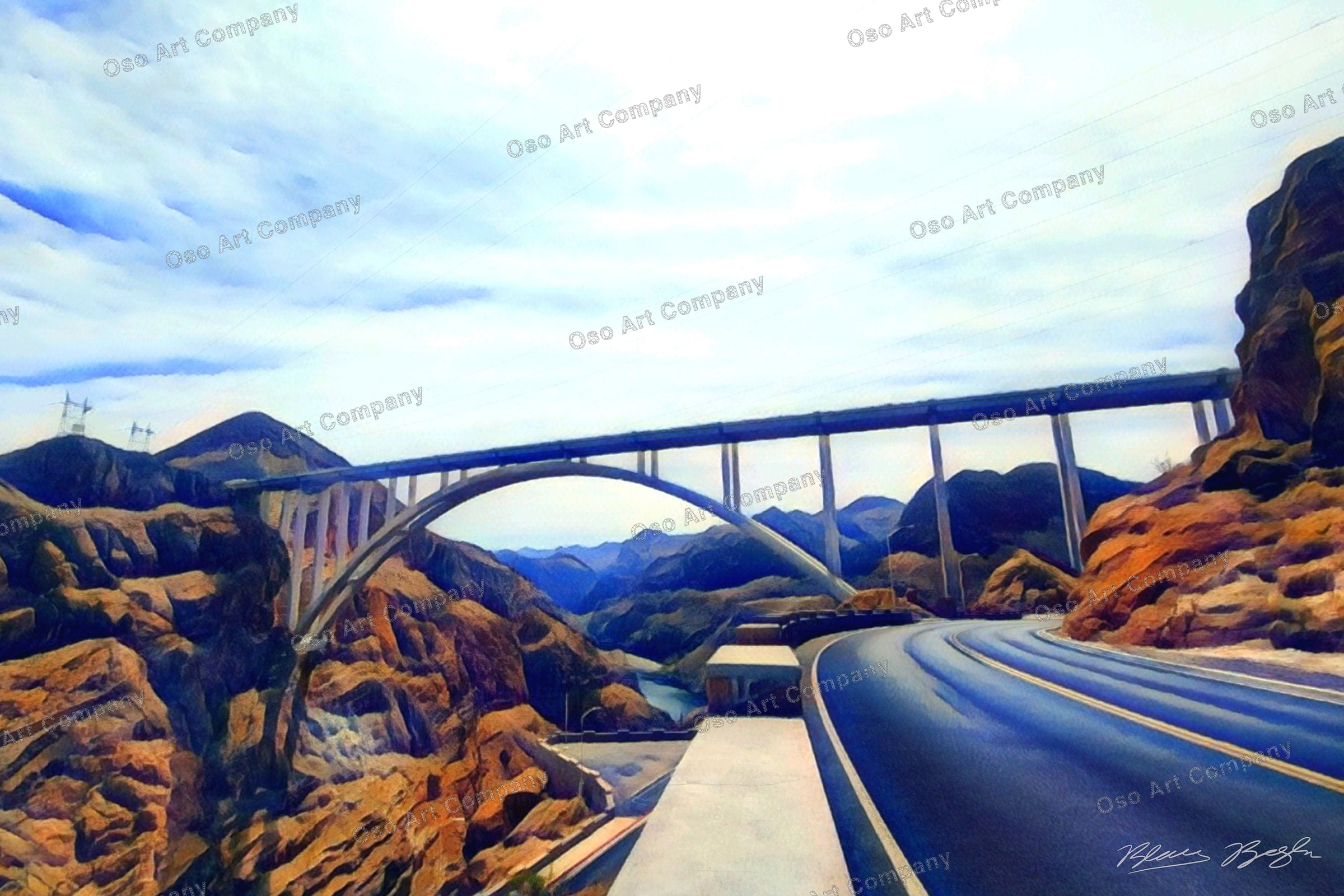 Hoover Damn Bridge Illustration