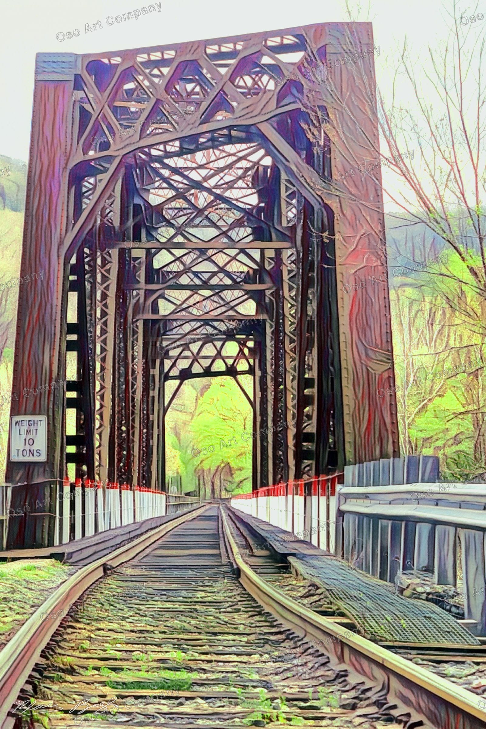 West Virgina Rail Bridge Illustration