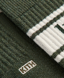 Kith Serif Jacquard Striped Crew Socks - Algae