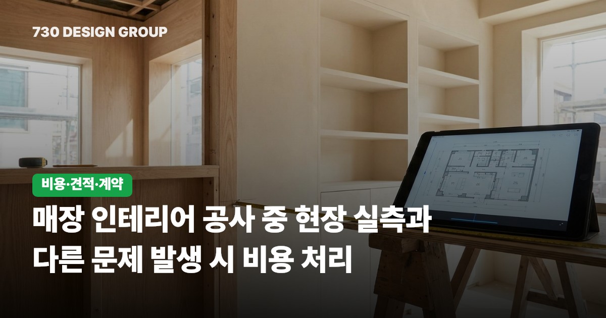 매장 인테리어 공사 중 현장 실측과 다른 문제 발생 시 비용 처리