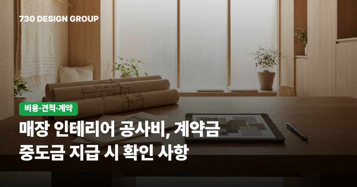 매장 인테리어 공사비, 계약금 중도금 지급 시 확인 사항