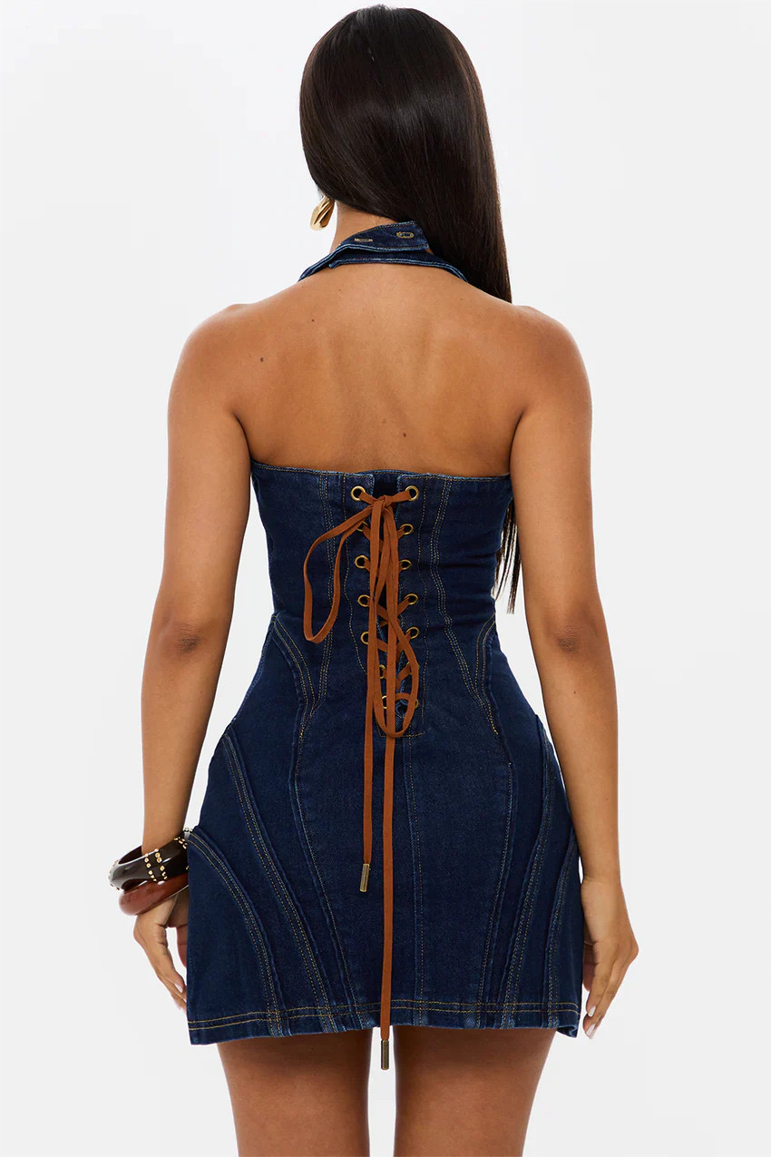 Curve denim halter kneck 3