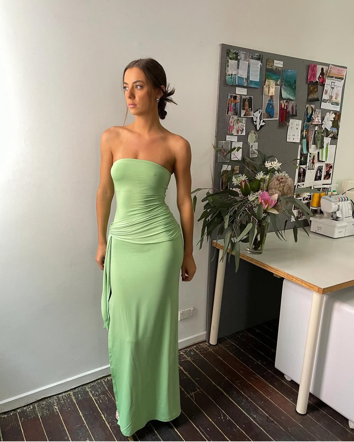 The Draped Strapless Bamboo Maxi Dress 3