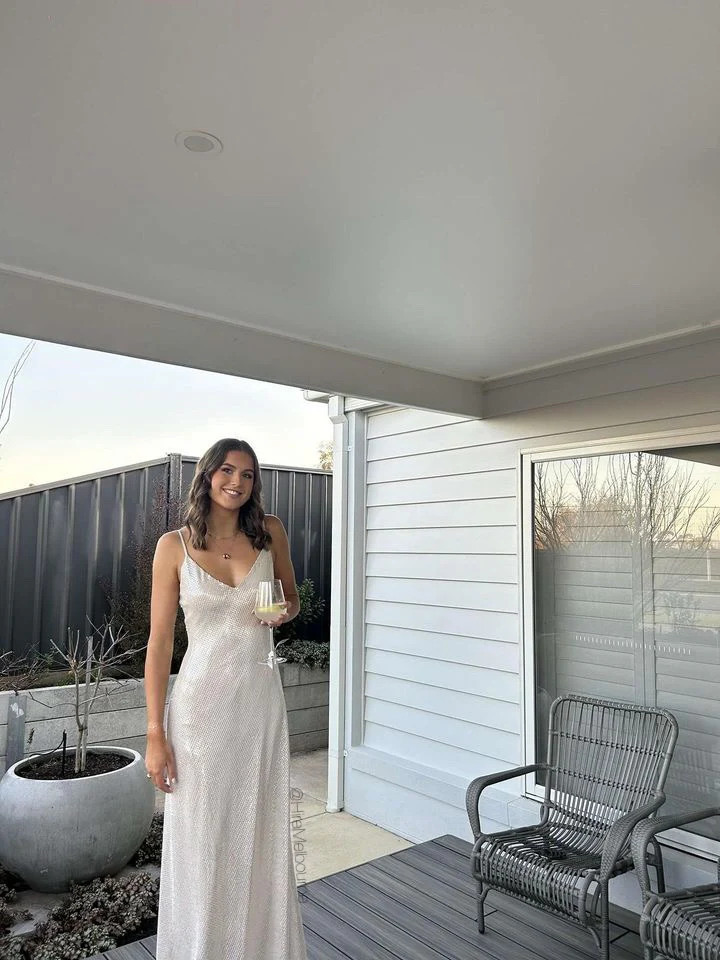 High Voltage Slip Dress Nude Silver