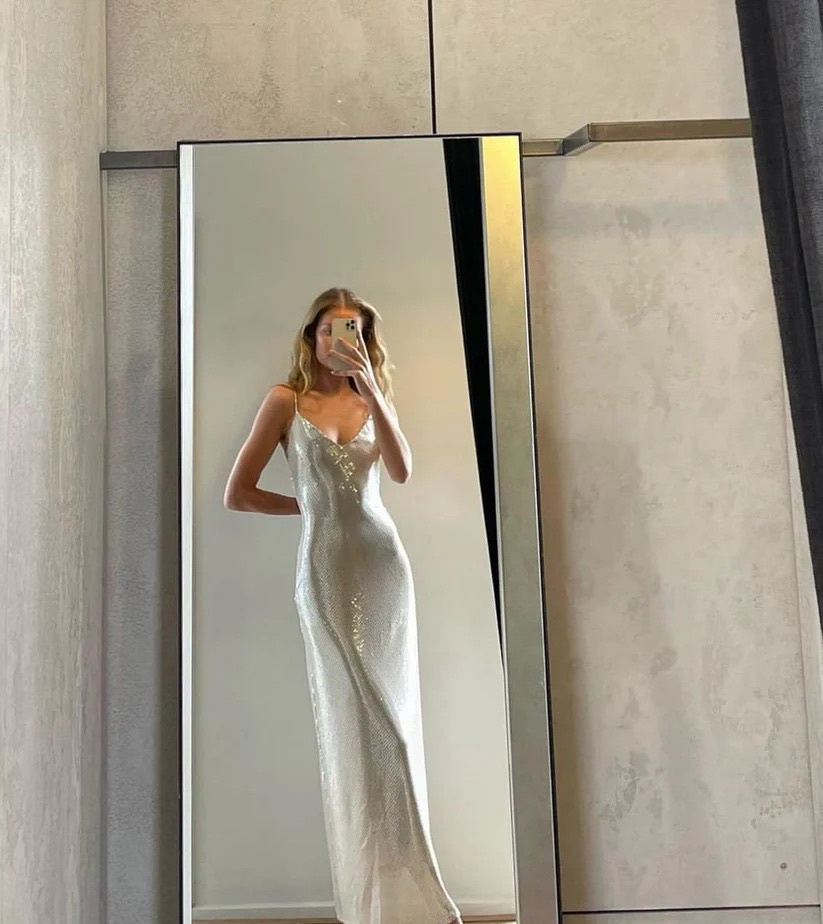 High Voltage Slip Dress Nude Silver 2