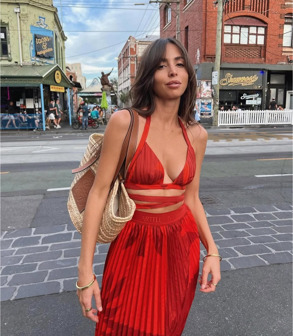Flame Tree Bra & Pleated Skirt 2