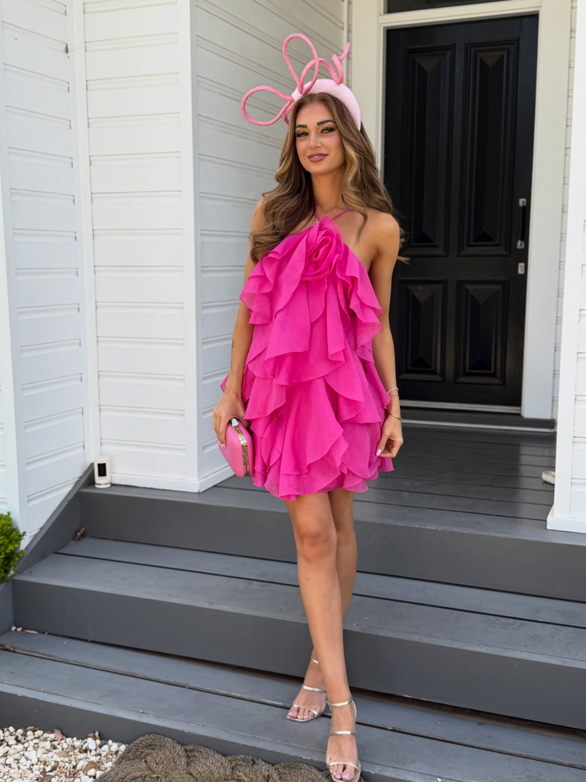 Pandorea Layered Mini Dress Fuchsia Pink 4