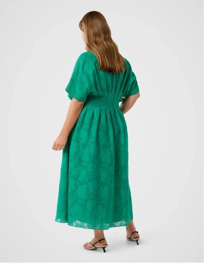Eve Curve Jacquard Seam Midi Dress Green 2