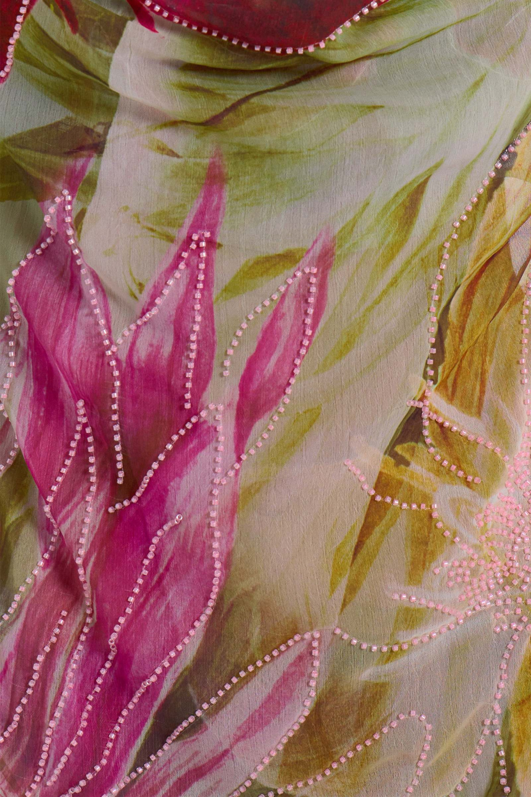 Hand-Beaded Backless Chiffon Maxi Dress Rosa 4