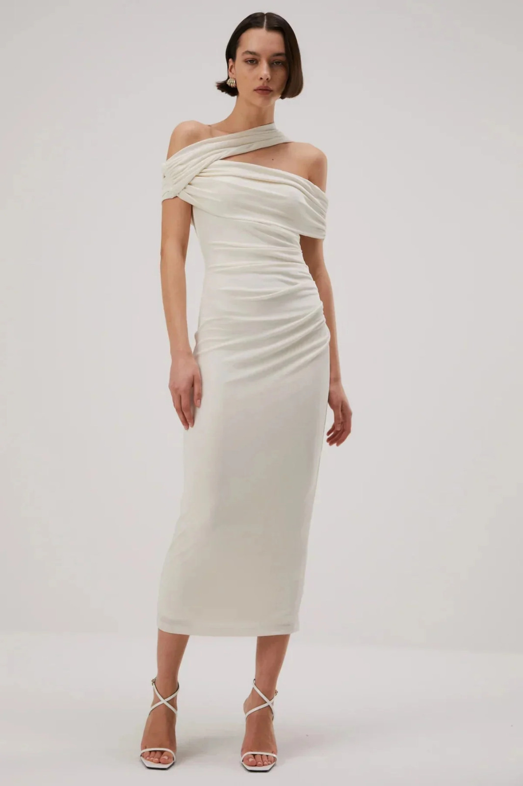 Imani Slinky Jersey Midi Dress Ivory