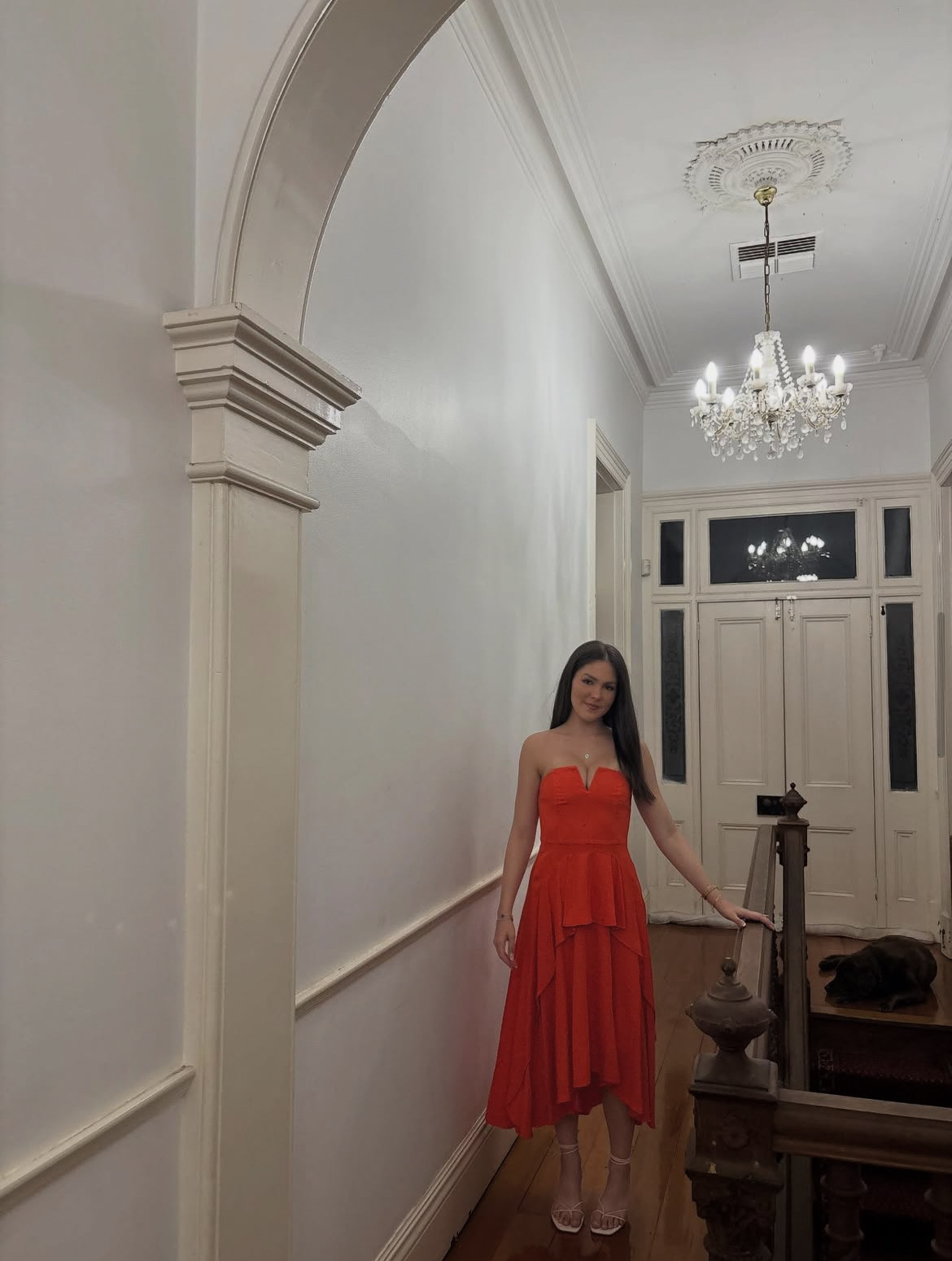 falls full strapless midi dress