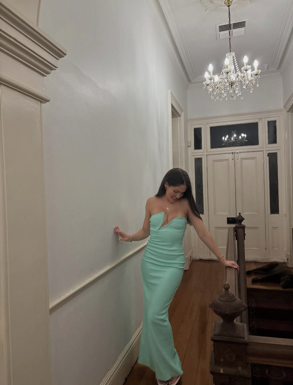 Winston strapless sequin dress