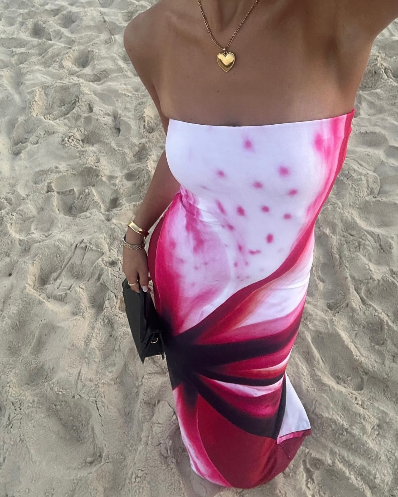 With Harper Lu Fuchsia Mosaic Strapless Dress🌺