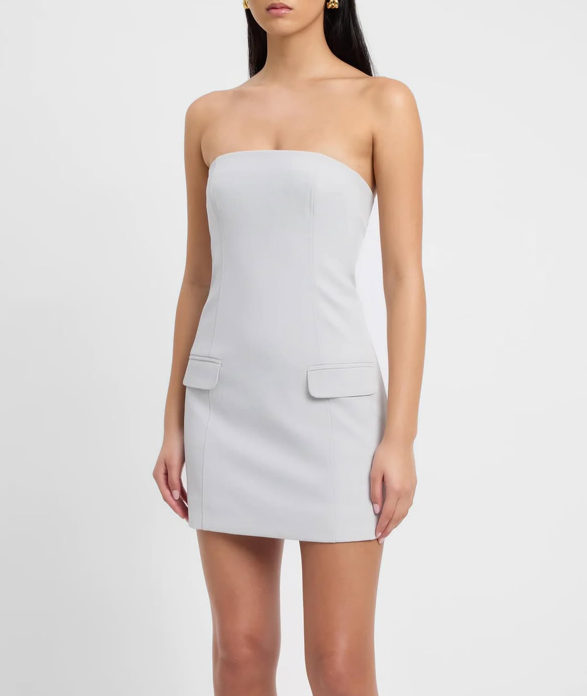 KOOKAÏ Ariel Pocket Mini Dress in Soft Grey 3