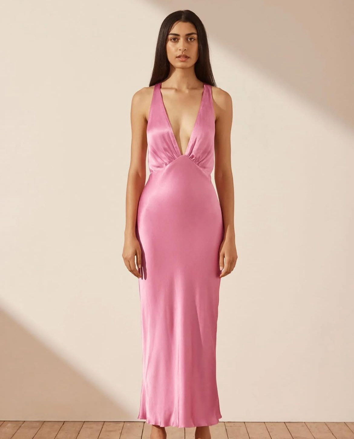 SHONA JOY 🎀 Arienzo Plunged Cross Back Midi Dress 2