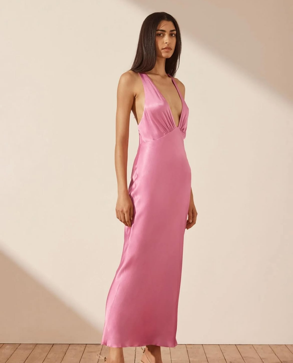 SHONA JOY 🎀 Arienzo Plunged Cross Back Midi Dress 3
