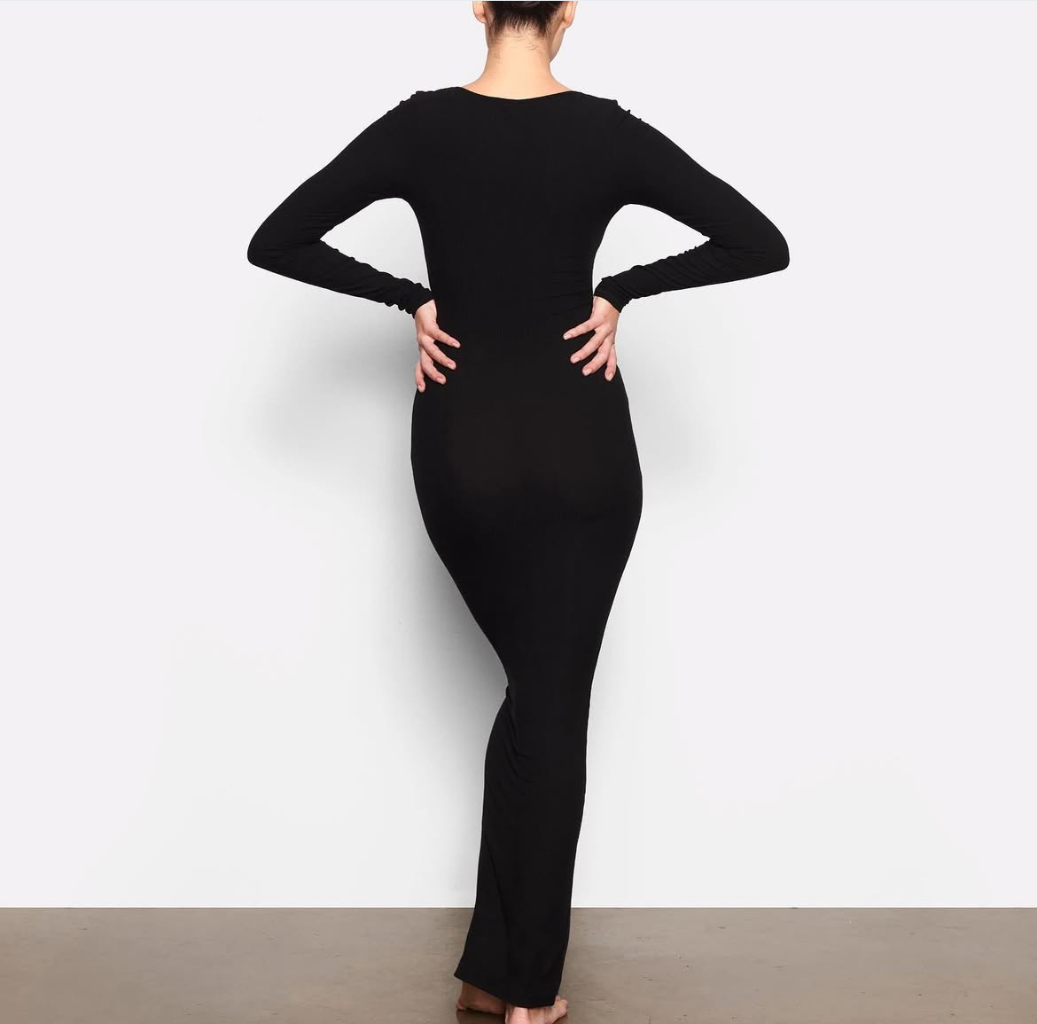 SKIMS Soft Lounge Long Sleeve Dress in Onyx (Black) 3