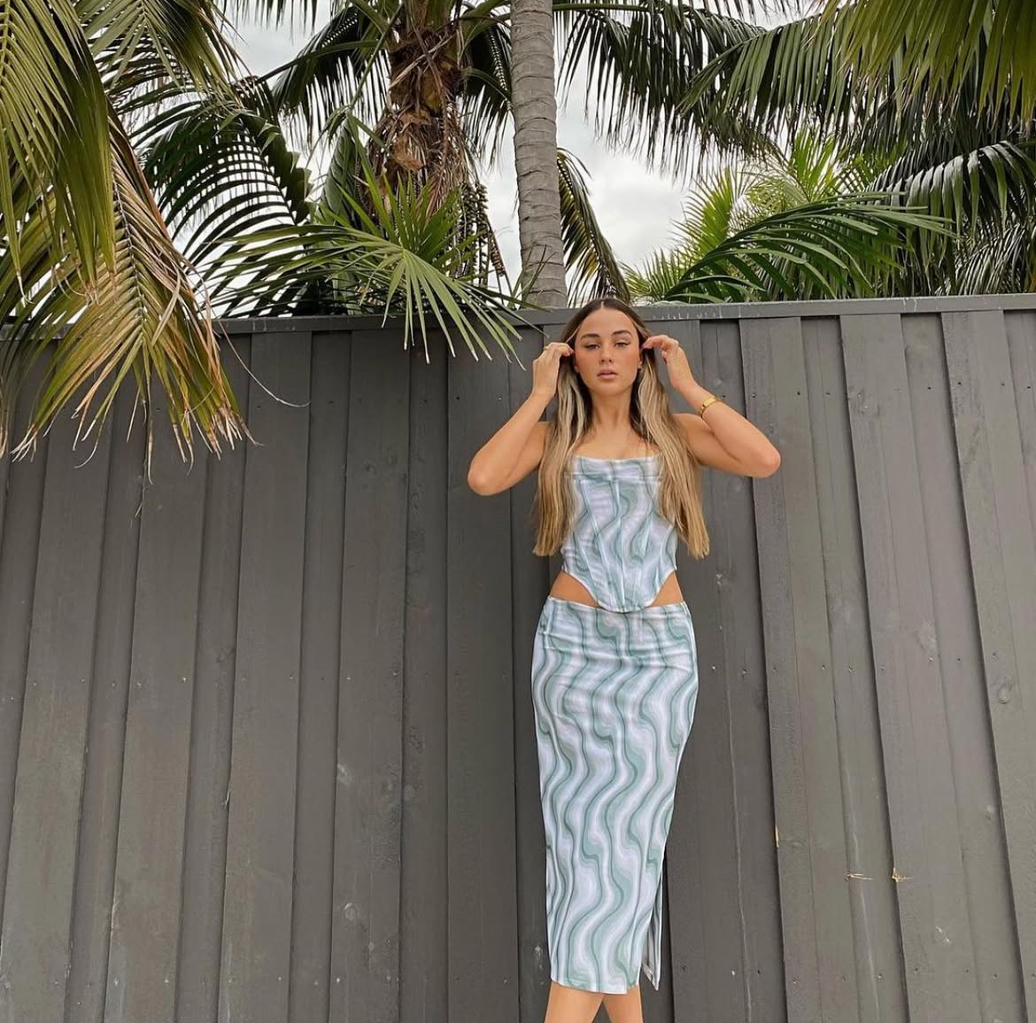 MIAOU Swerve Corset and Midi Skirt