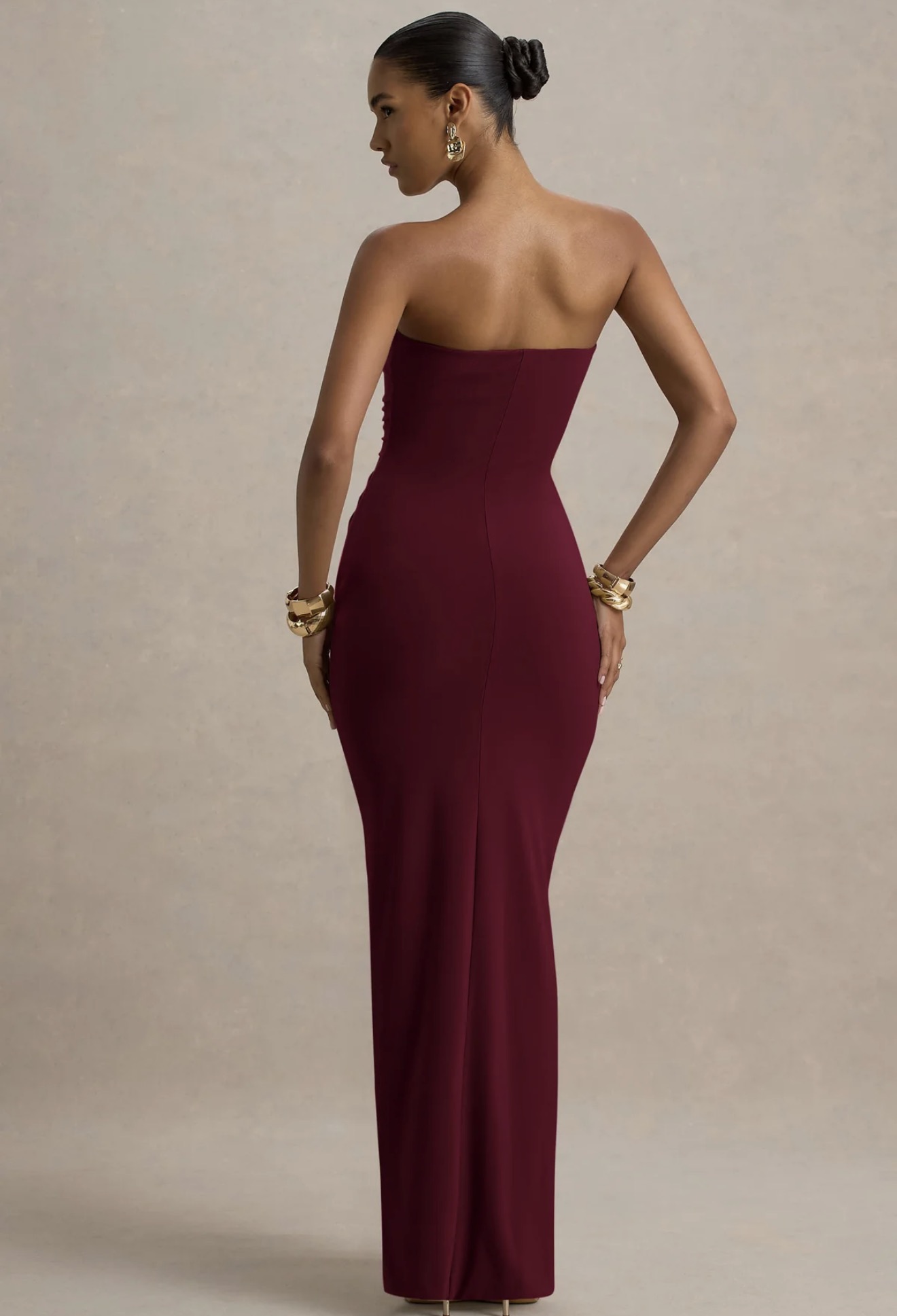 Ali Burgundy Sweetheart Ruched Wrap Maxi Dress 2