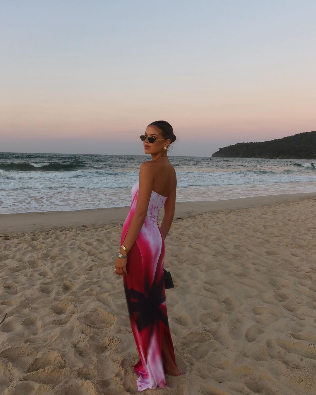 With Harper Lu Strapless Slip Dress Fuschia Mosaic 2