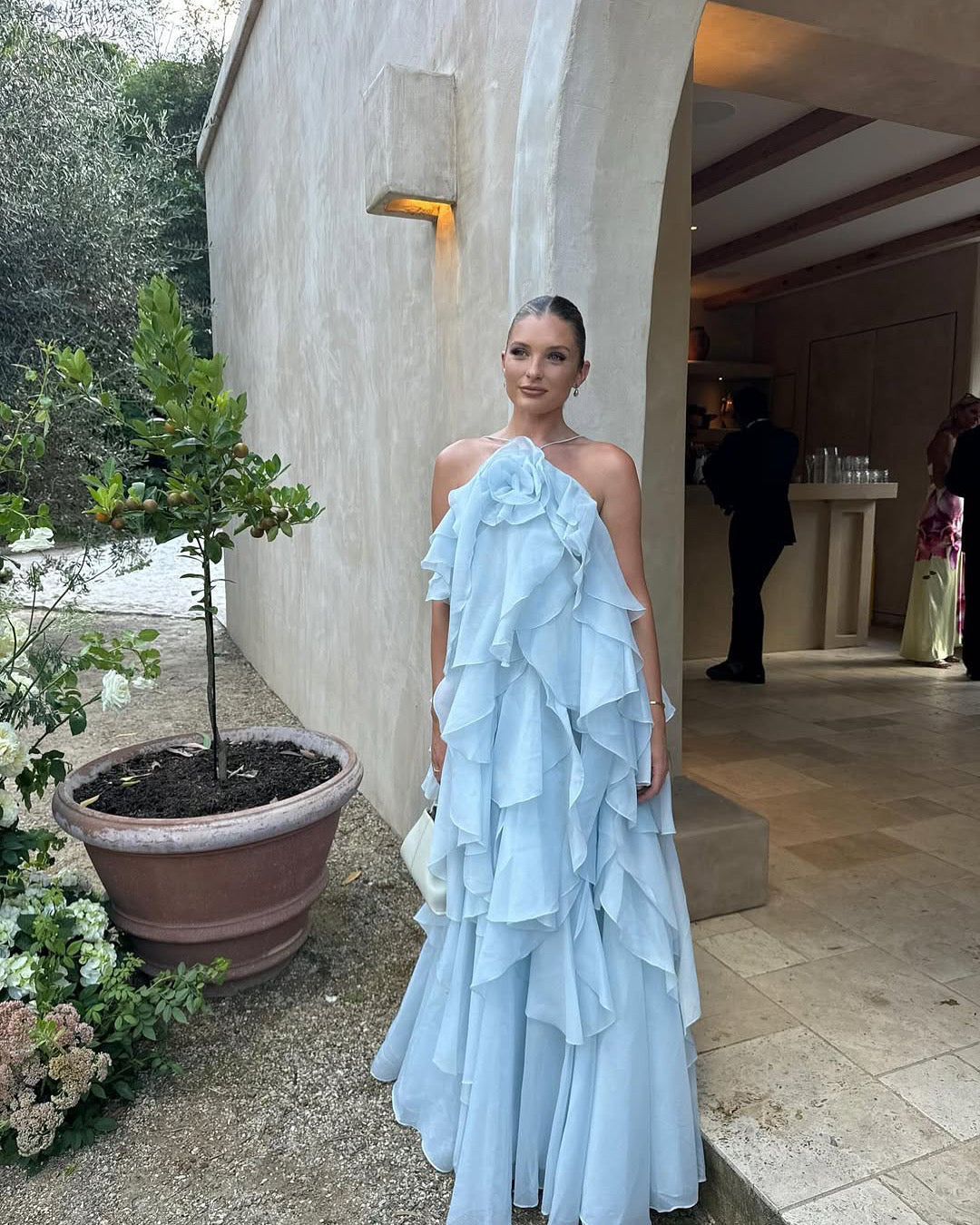 Aje Pandorea Layered Maxi Dress Silver Blue
