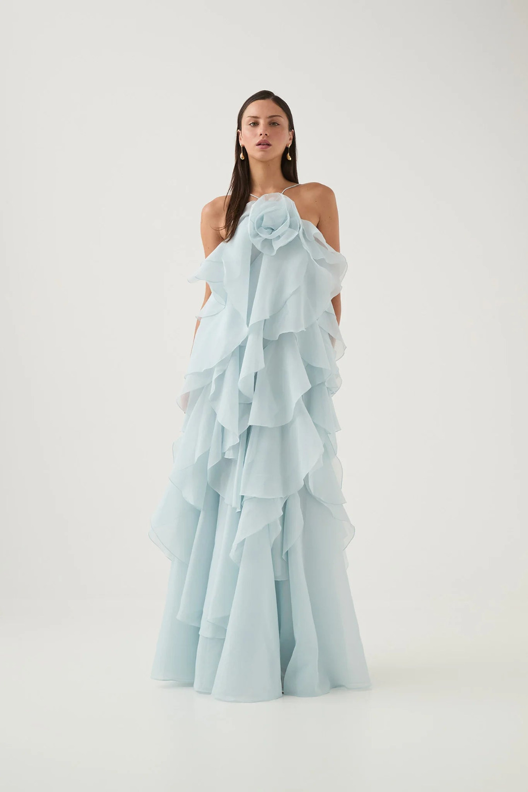 Aje Pandorea Layered Maxi Dress Silver Blue 5