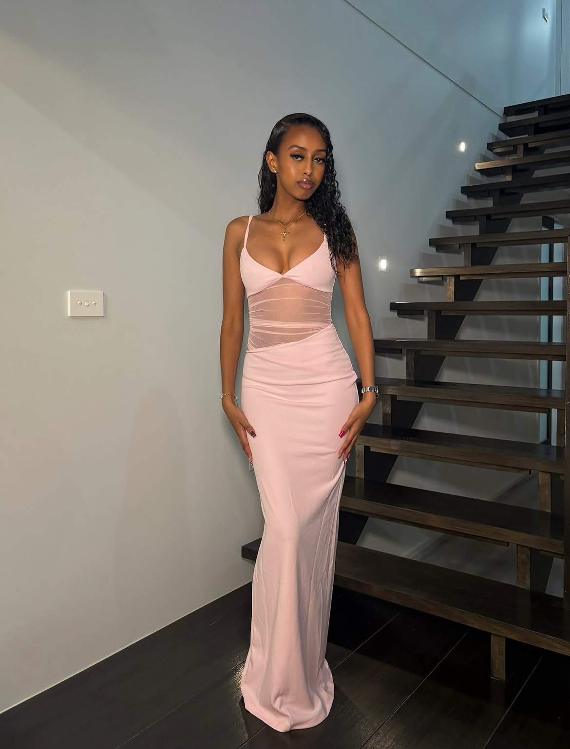 White Fox - Call Me Up Maxi Dress Baby Pink