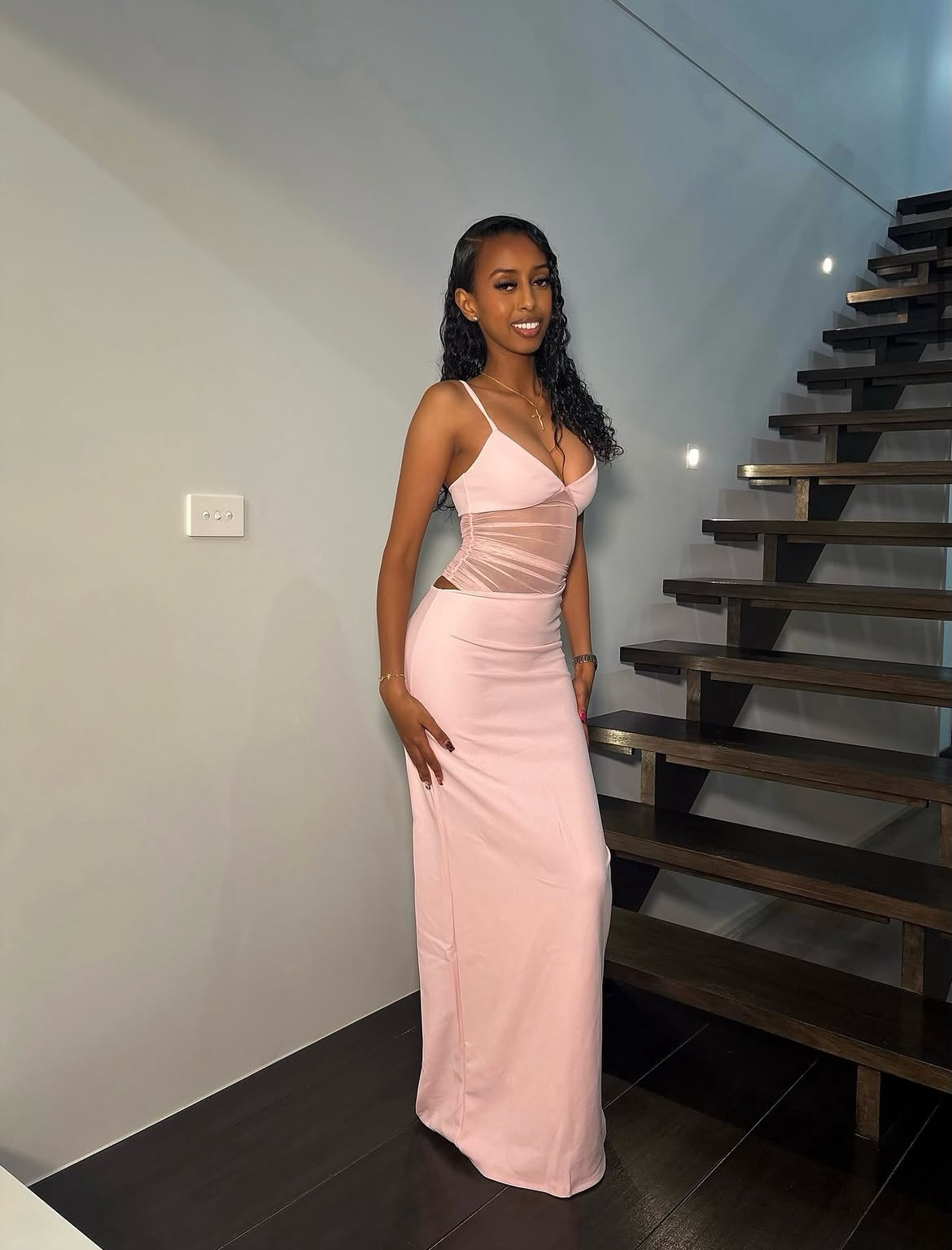 White Fox - Call Me Up Maxi Dress Baby Pink 3