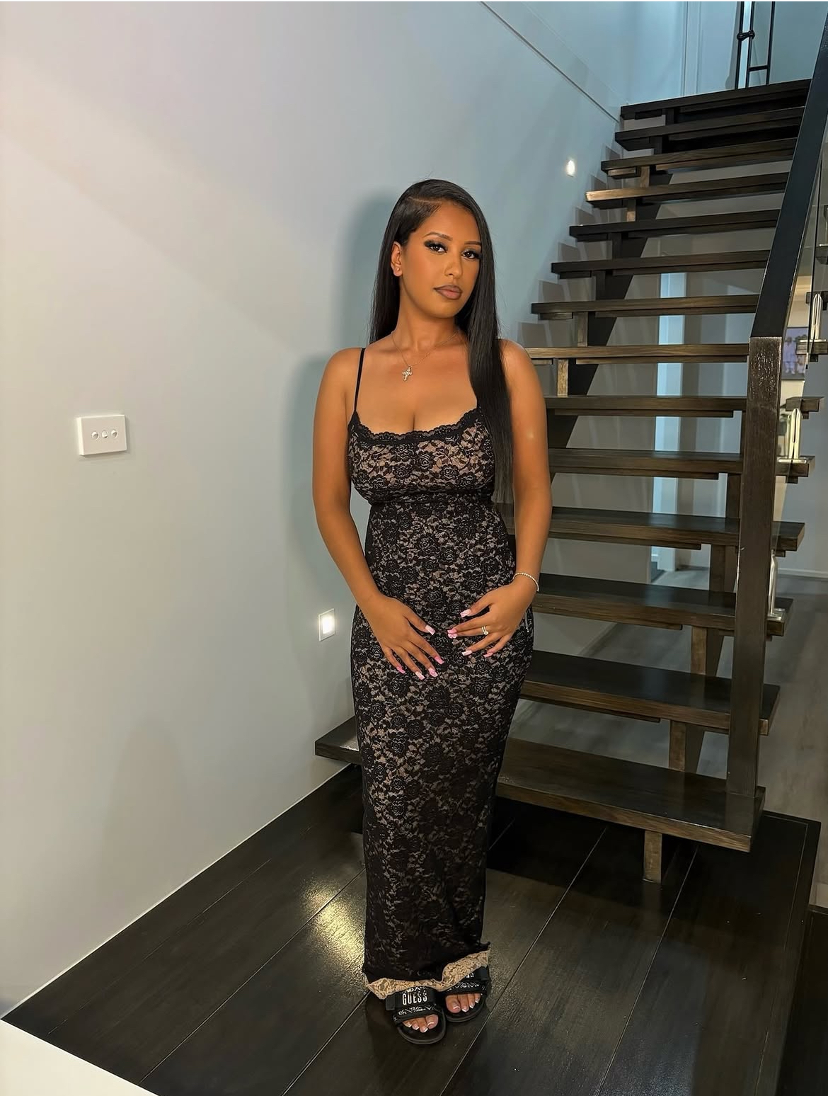 White Fox - Still Her Lace Maxi Dress Black
