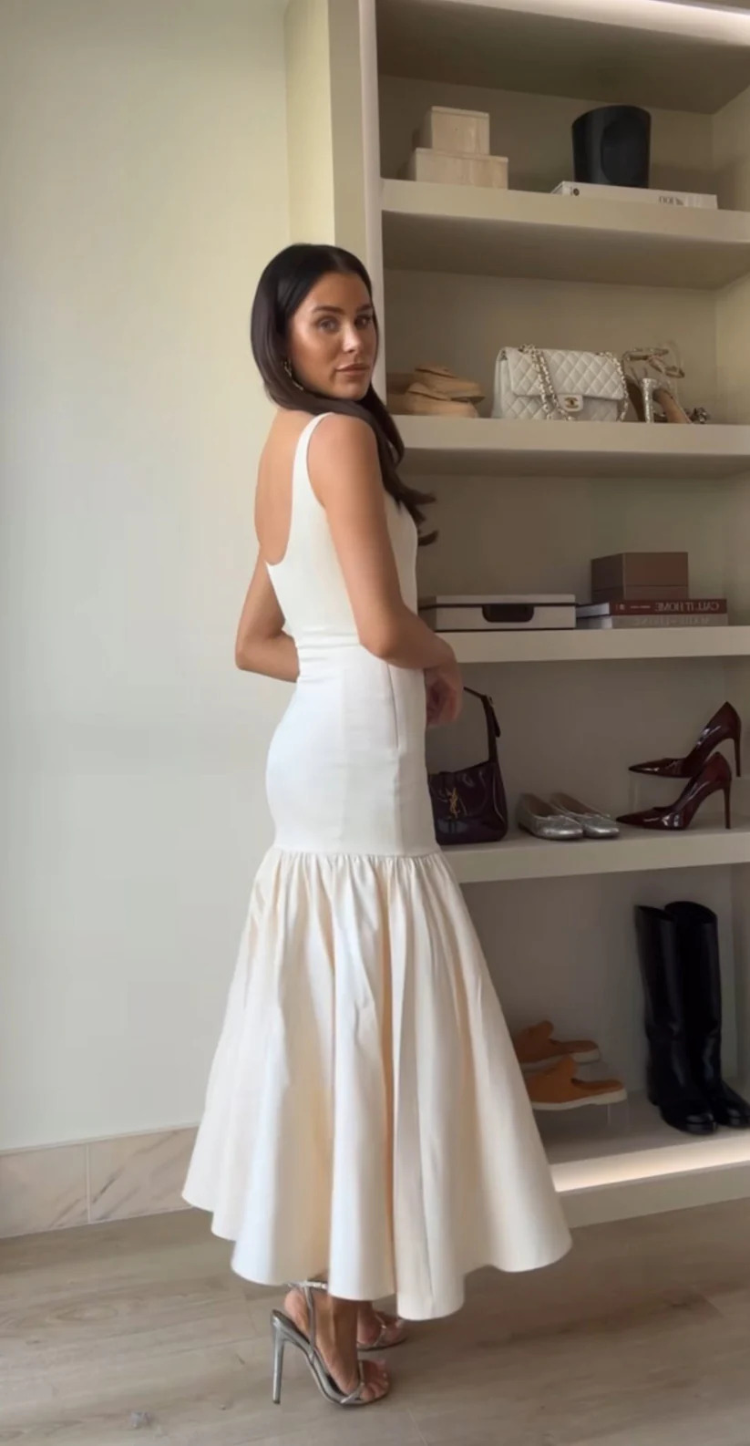 House Of CB Amore Vintage Cream Dropped Waist Midi Dress 2