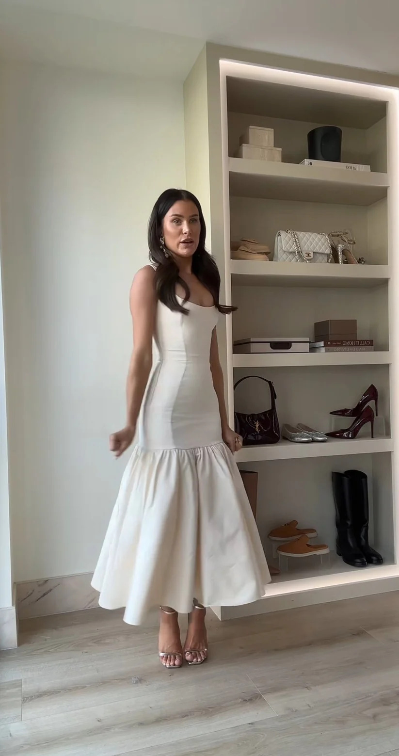 House Of CB Amore Vintage Cream Dropped Waist Midi Dress 4