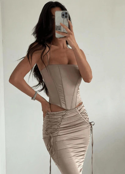 House Of CB Chantelle Corset and Sidonie Midi Skirt - Latte 2