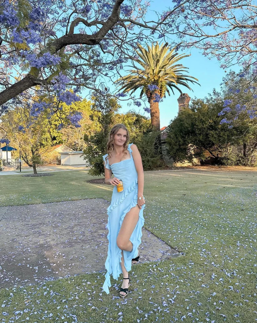House Of CB Ariela Ruffle Maxi Dress - Blue