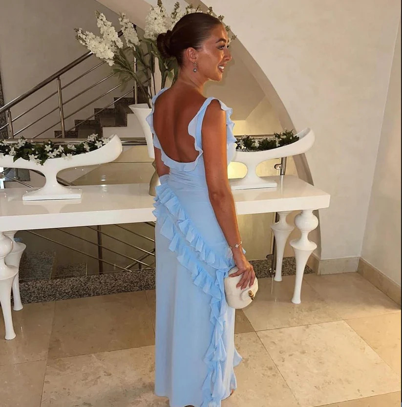 House Of CB Ariela Ruffle Maxi Dress - Blue 5