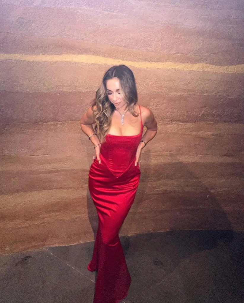 House Of CB Olivette Satin Dress - Red 2