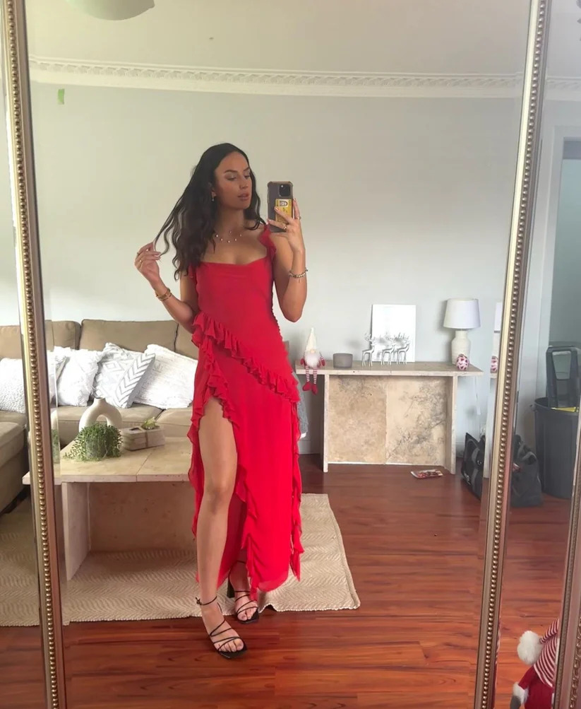House Of CB Ariela Ruffle Maxi Dress - Red 4
