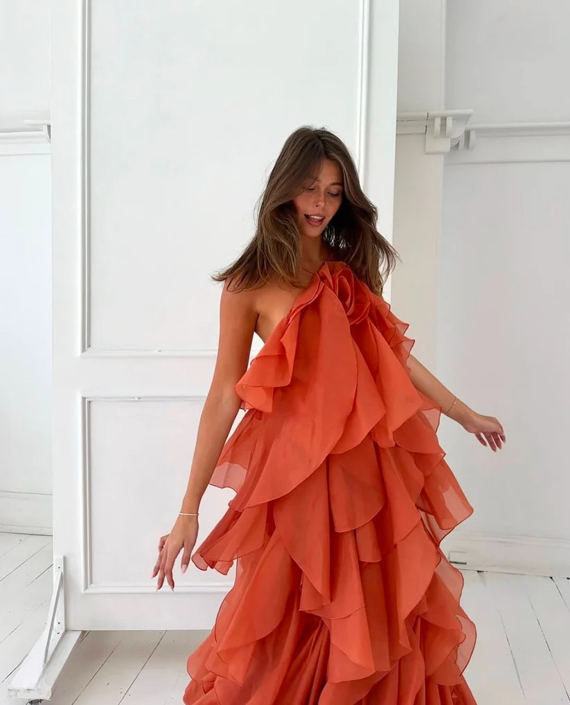 Aje Pandorea Layered Maxi Dress - Coral Clay 2