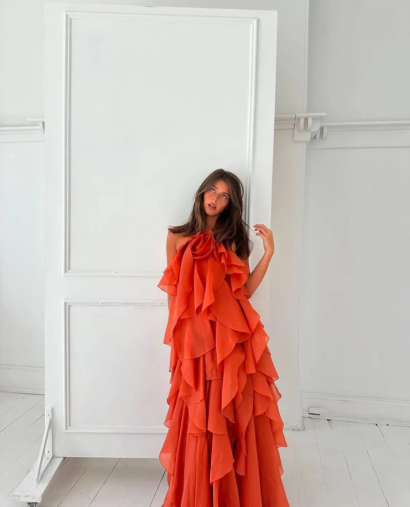 Aje Pandorea Layered Maxi Dress - Coral Clay 4