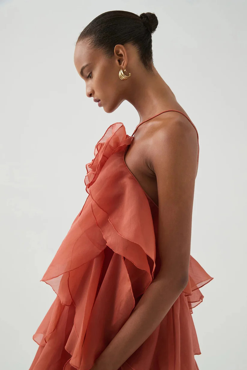 Aje Pandorea Layered Maxi Dress - Coral Clay 5