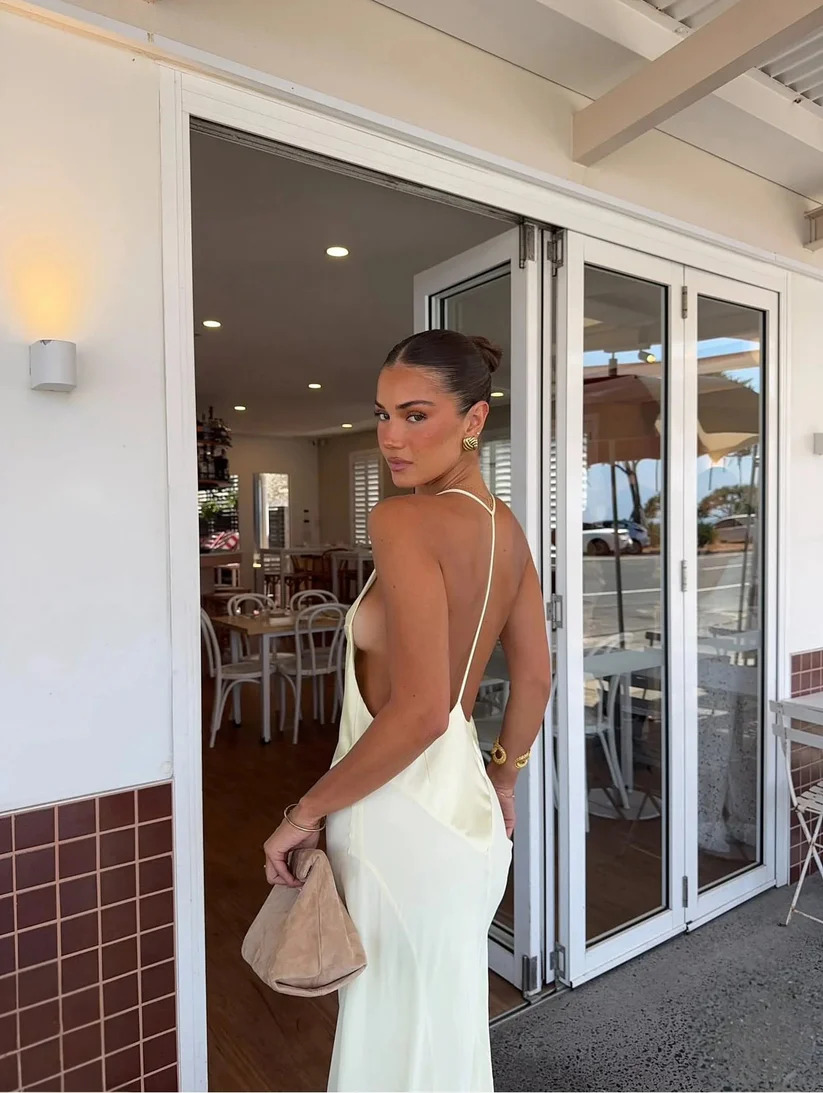 Sneaky Link Jaz Hand V-Neck Maxi Dress - Butter