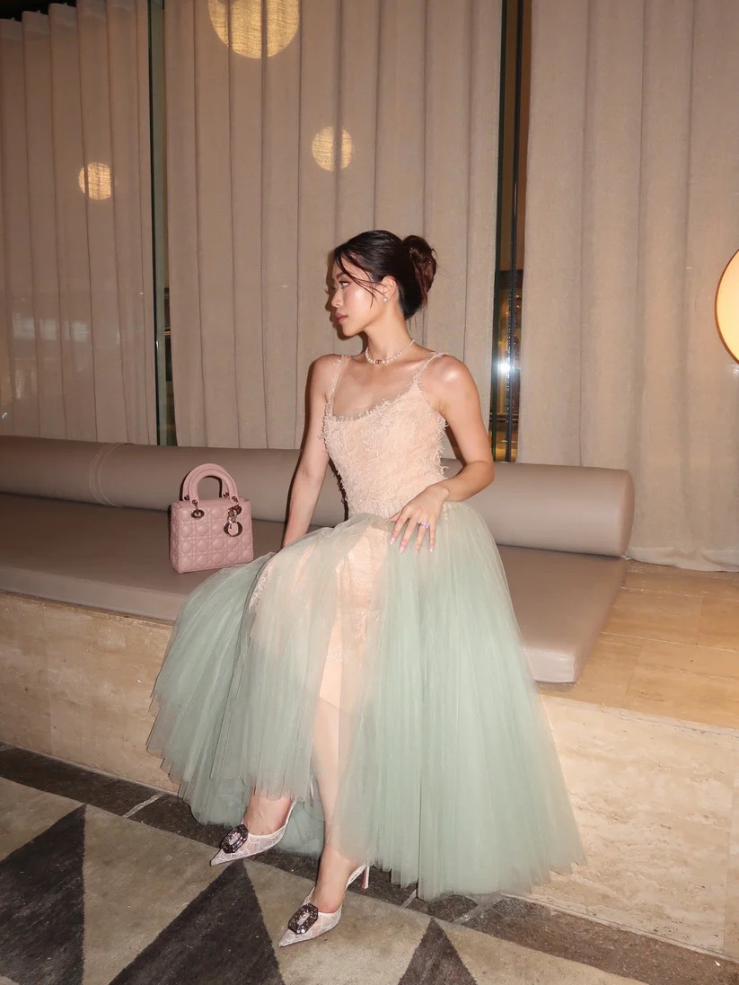 Montsand Mint Ombre Lace Midi Dress