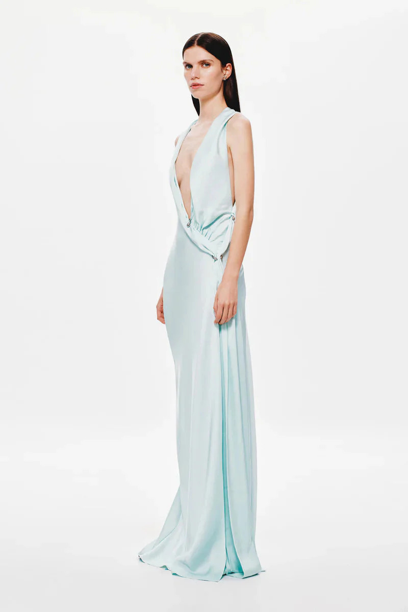Misha The Harlow Satin Maxi Dress - Ice Blue 2