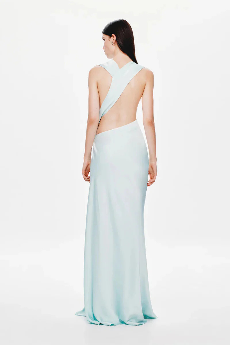 Misha The Harlow Satin Maxi Dress - Ice Blue 3