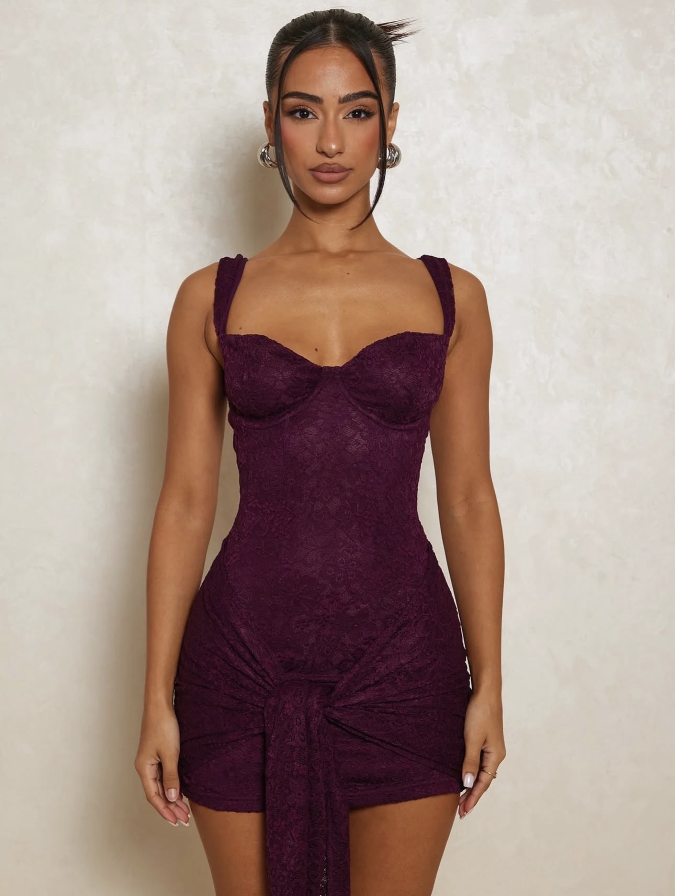 Tie Front Lace Mini Dress 2