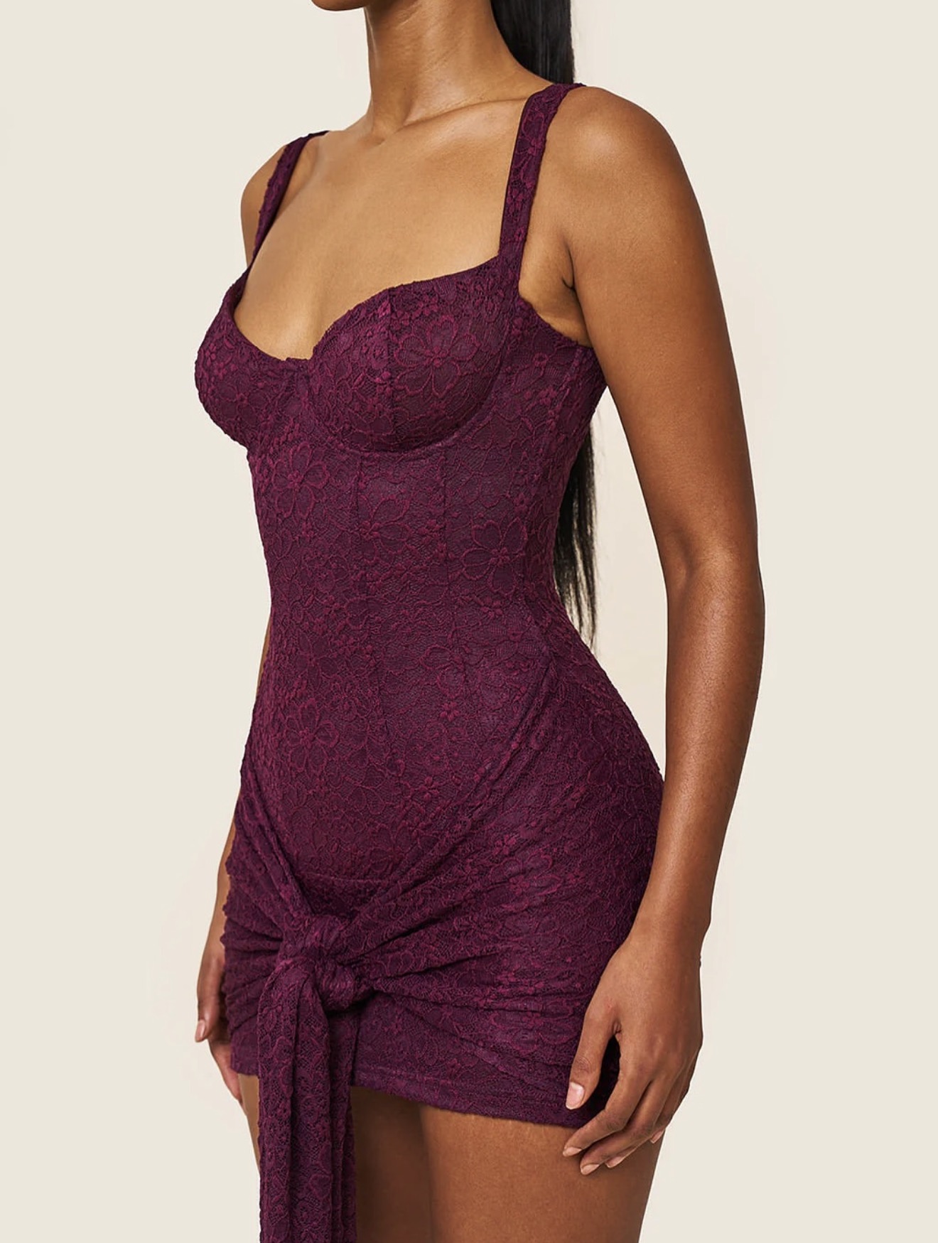 Tie Front Lace Mini Dress 3