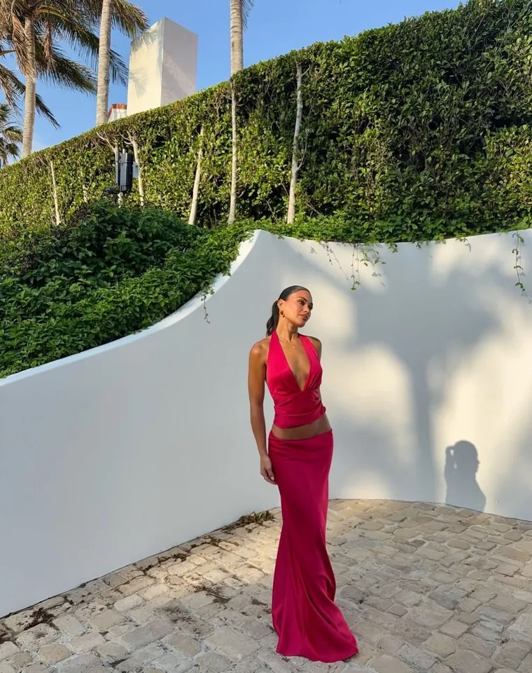Kookai Palermo Maxi Skirt & Top in Red