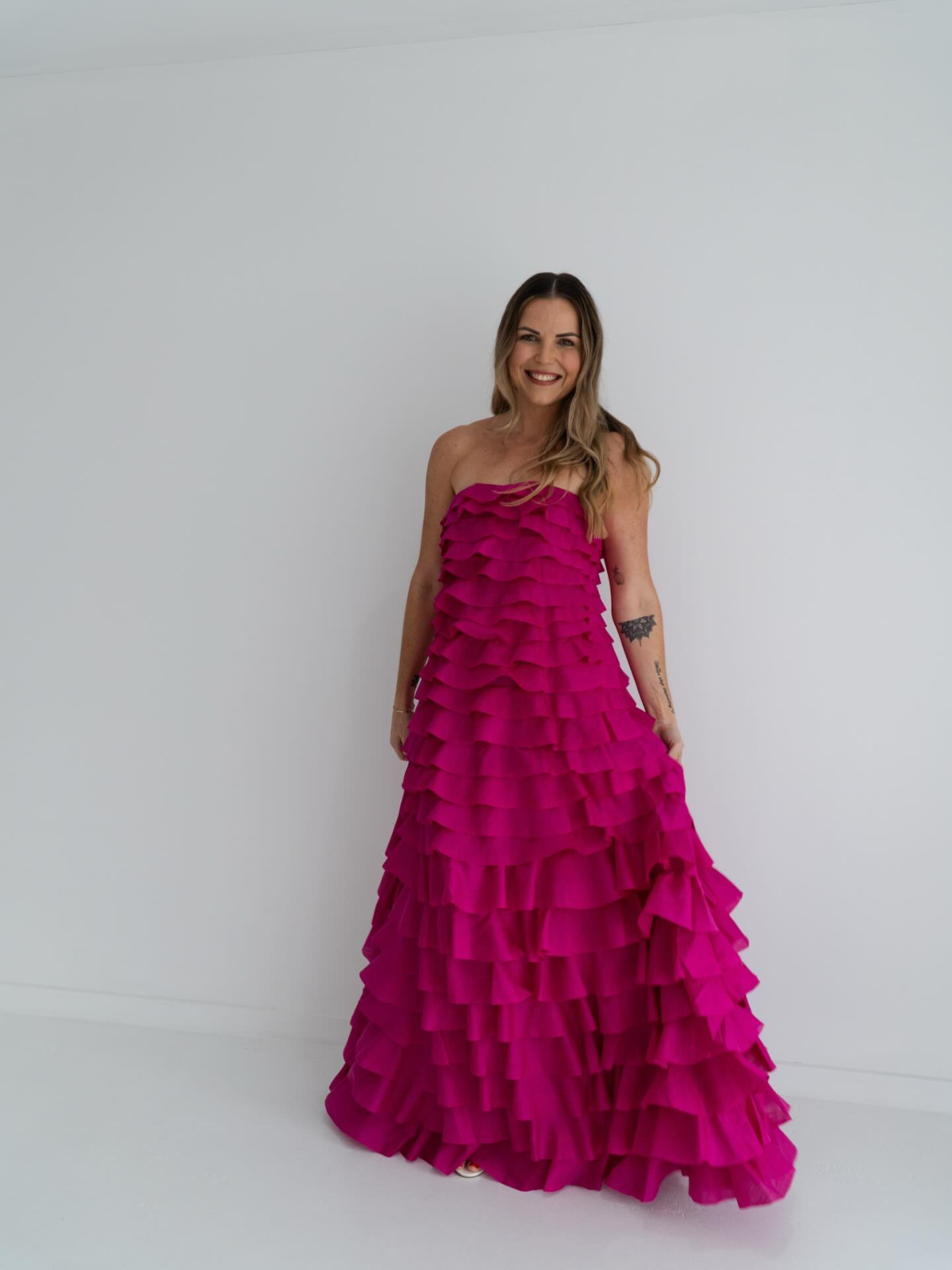 AJE - Fleur Pleated Gown - Magenta (12)