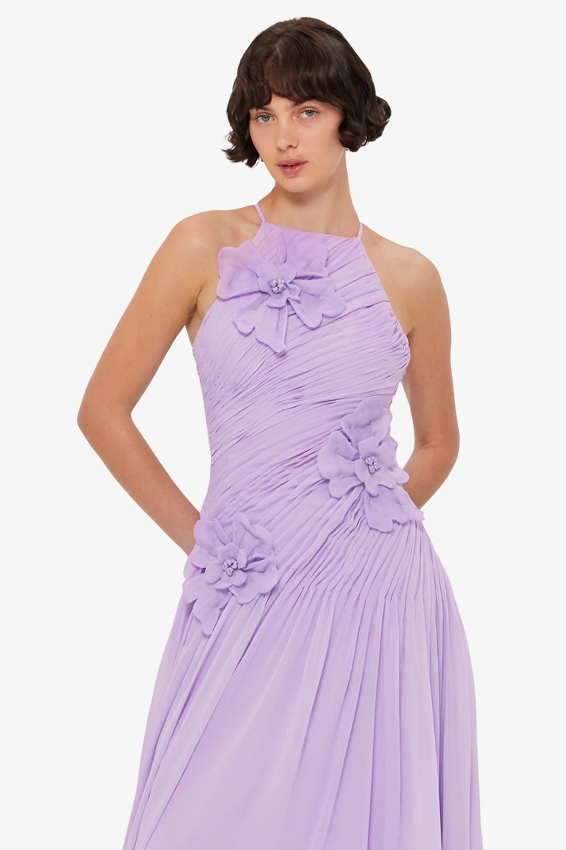 Leo Lin Amya Petal Gown Dress Lilac Size 14 4